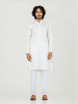 Off White Embroidered Sequences Kurta For Men