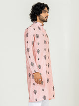 Salmon Pink Embroidered Kurta For Men