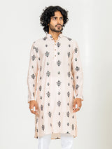 Beige Embroidered Kurta For Men