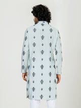 Sky Blue Embroidered Kurta For Men