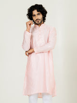 Pink Heavy Embroidered Kurta For Men