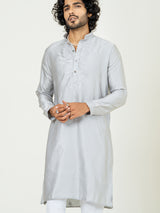 Grey Heavy Embroidered Kurta For Men