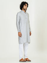 Grey Heavy Embroidered Kurta For Men