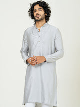 Grey Heavy Embroidered Kurta For Men