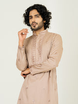 Dark Pink Heavy Embroidered Kurta For Men