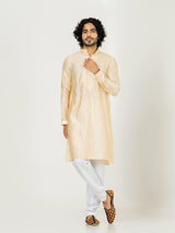 Light Orange Heavy Embroidered Kurta For Men