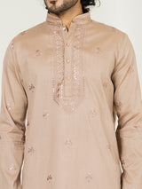 Brown Heavy Embroidered Kurta for Men