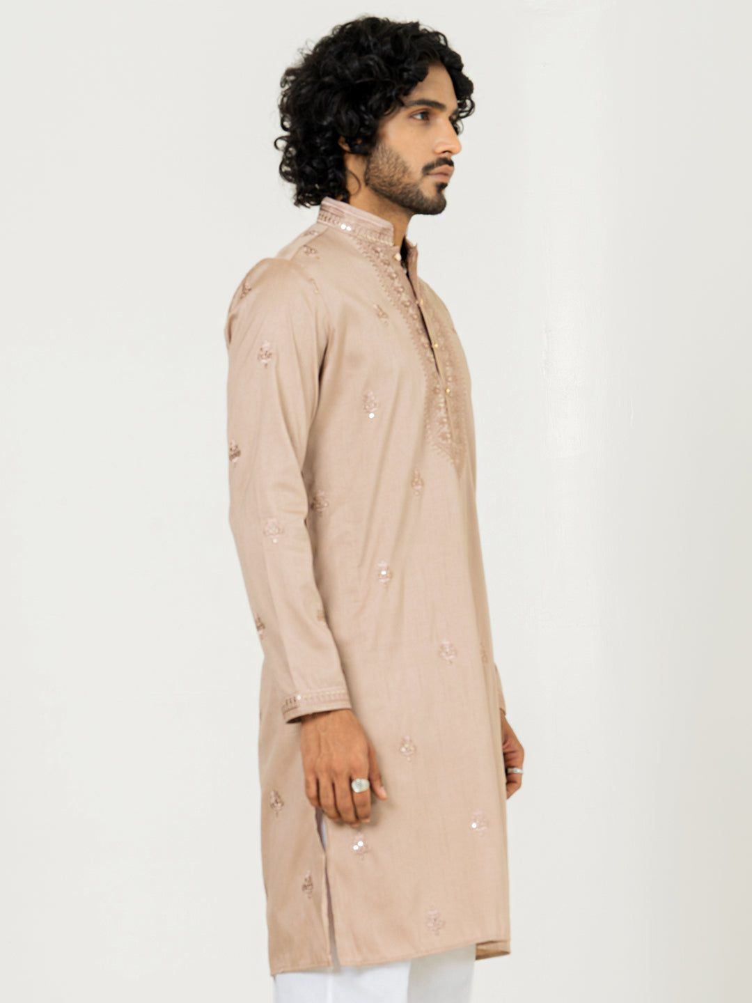 Brown Heavy Embroidered Kurta for Men