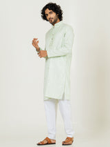 Mint Green Heavy Embroidered Kurta For Men