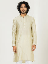 Cream Heavy Embroidered Kurta For Men