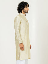 Cream Heavy Embroidered Kurta For Men