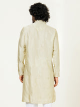 Cream Heavy Embroidered Kurta For Men