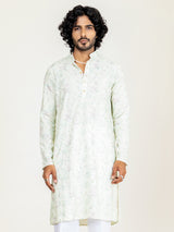 Mint Green Embroidered Sequences Kurta For Men