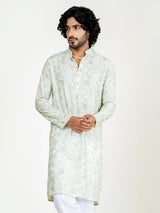 Mint Green Embroidered Sequences Kurta For Men