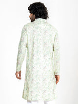 Mint Green Embroidered Sequences Kurta For Men