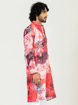 Dark Red and Black Mirror Embroidered Kurta