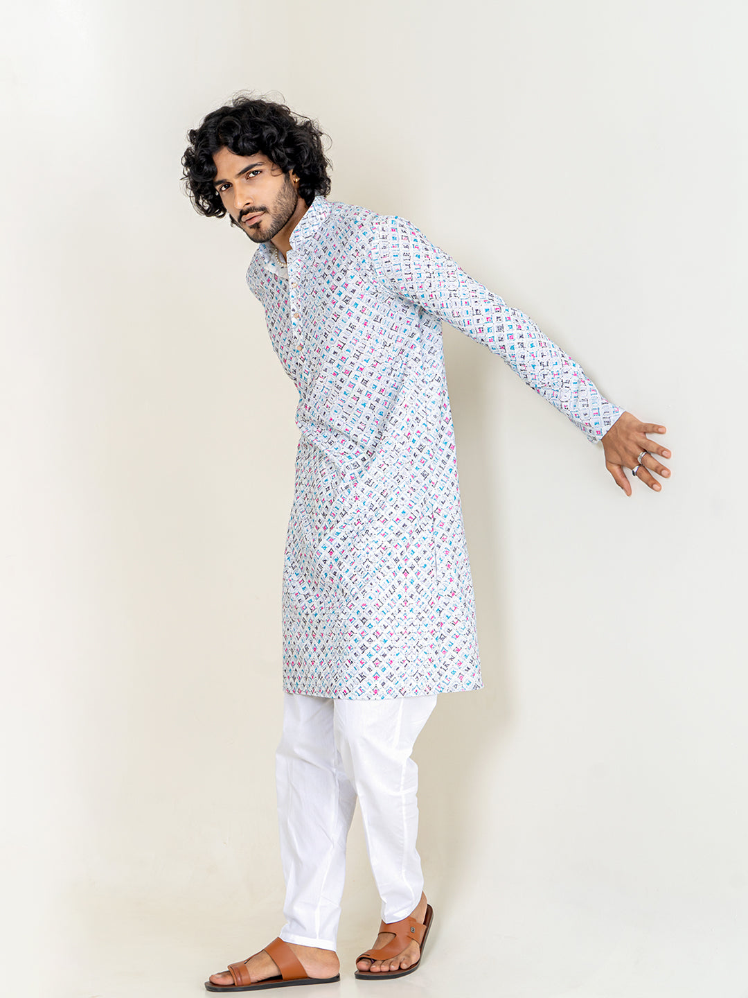 Multi Color Embroidered Kurta for Men