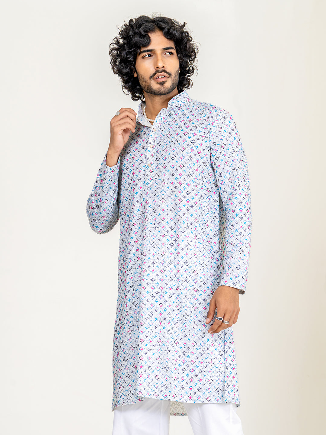 Multi Color Embroidered Kurta for Men