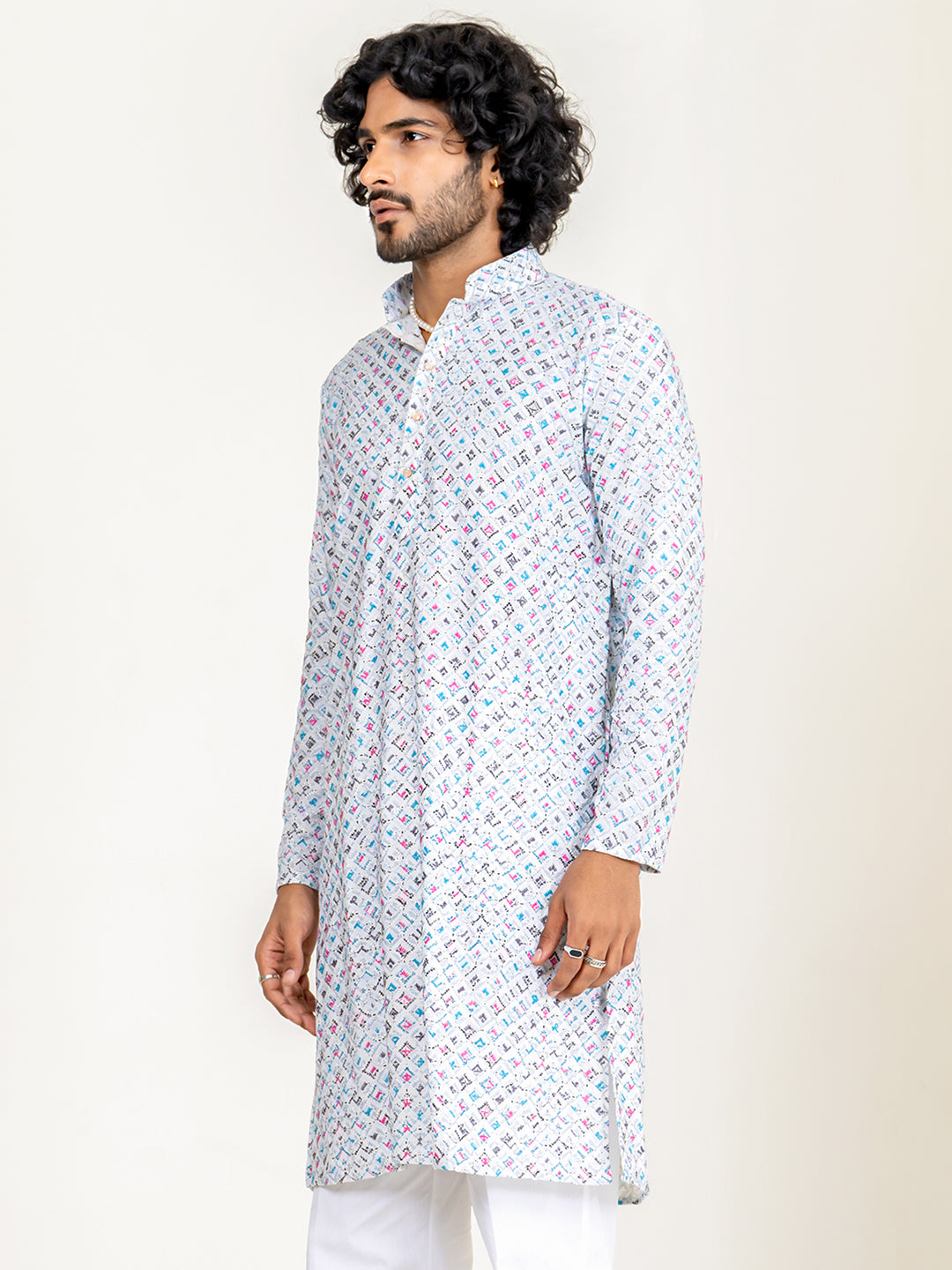 Multi Color Embroidered Kurta for Men