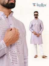 Lavender Sequence Embroidered Men's Kurta