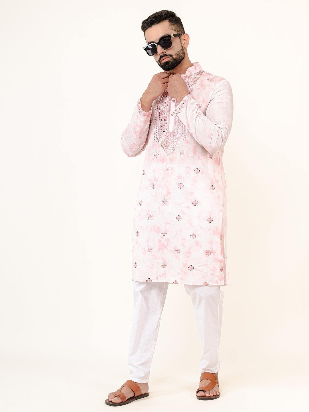 Pink white kurta 