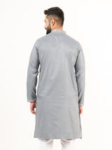 Grey Wild Floral Silk Embroidered Kurta for Men