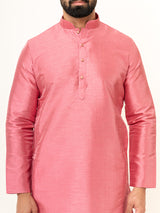 Dark Pink Dupin Solid Kurta for Men