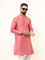 Dark Pink Dupin Solid Kurta for Men