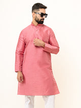 Dark Pink Dupin Solid Kurta for Men