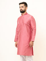 Dark Pink Dupin Solid Kurta for Men