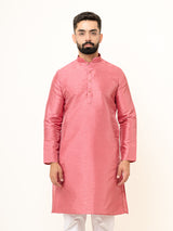 Dark Pink Dupin Solid Kurta for Men