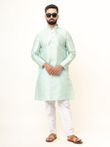 Mint Green Dupin Solid Kurta for Men