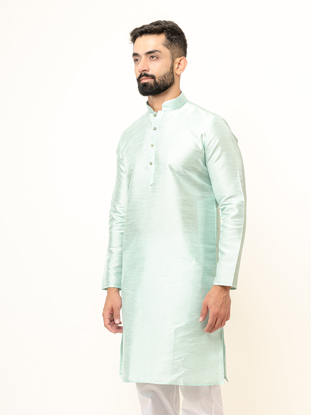 Mint Green Dupin Solid Kurta for Men