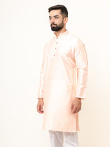 Peach Dupin Solid Kurta for Men