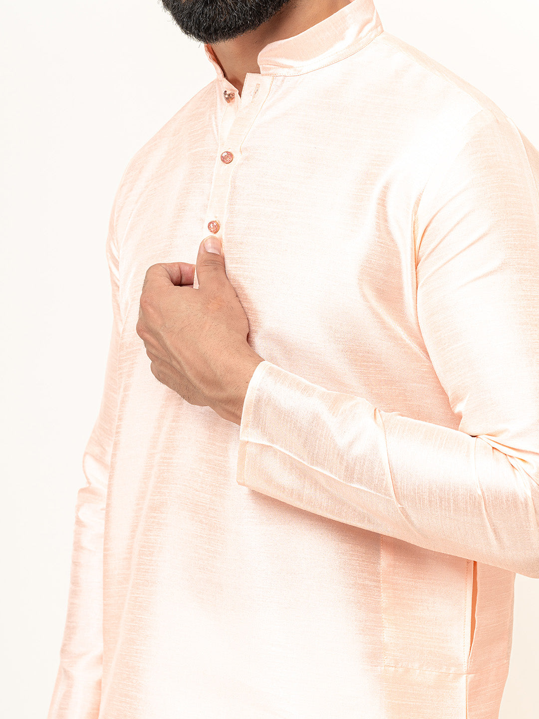 Peach Dupin Solid Kurta for Men