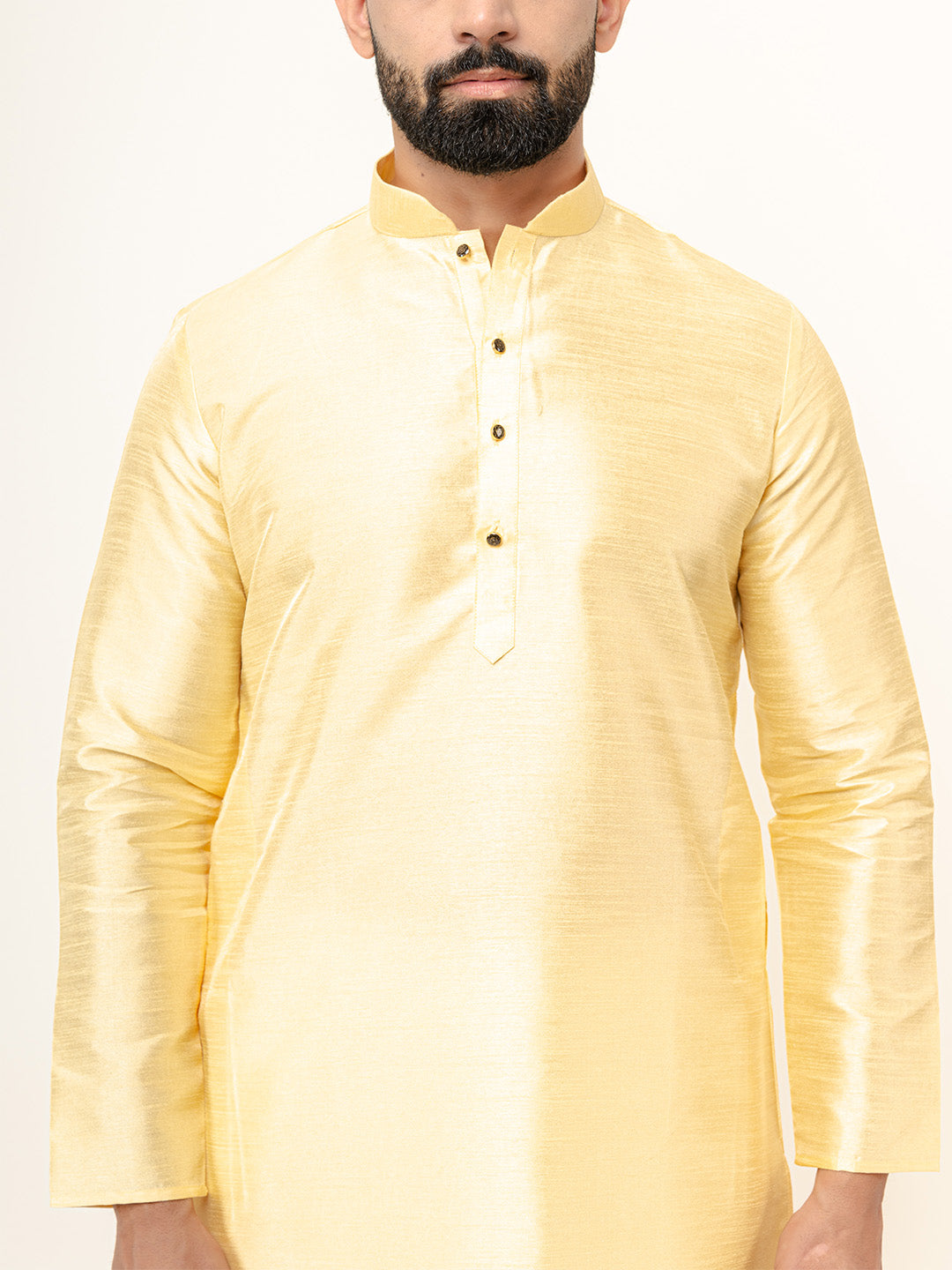 Light Yellow Dupin Solid Kurta for Men