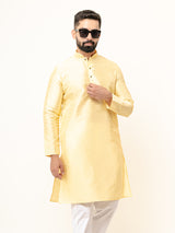 Light Yellow Dupin Solid Kurta for Men