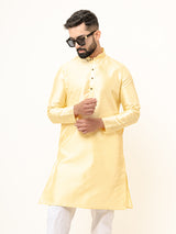 Light Yellow Dupin Solid Kurta for Men