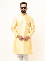 Light Yellow Dupin Solid Kurta for Men