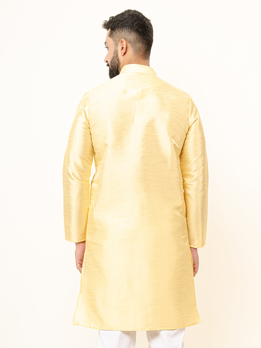 Light Yellow Dupin Solid Kurta for Men