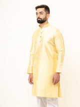 Light Yellow Dupin Solid Kurta for Men