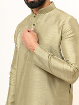 Olive Green Dupin Solid Kurta for Men