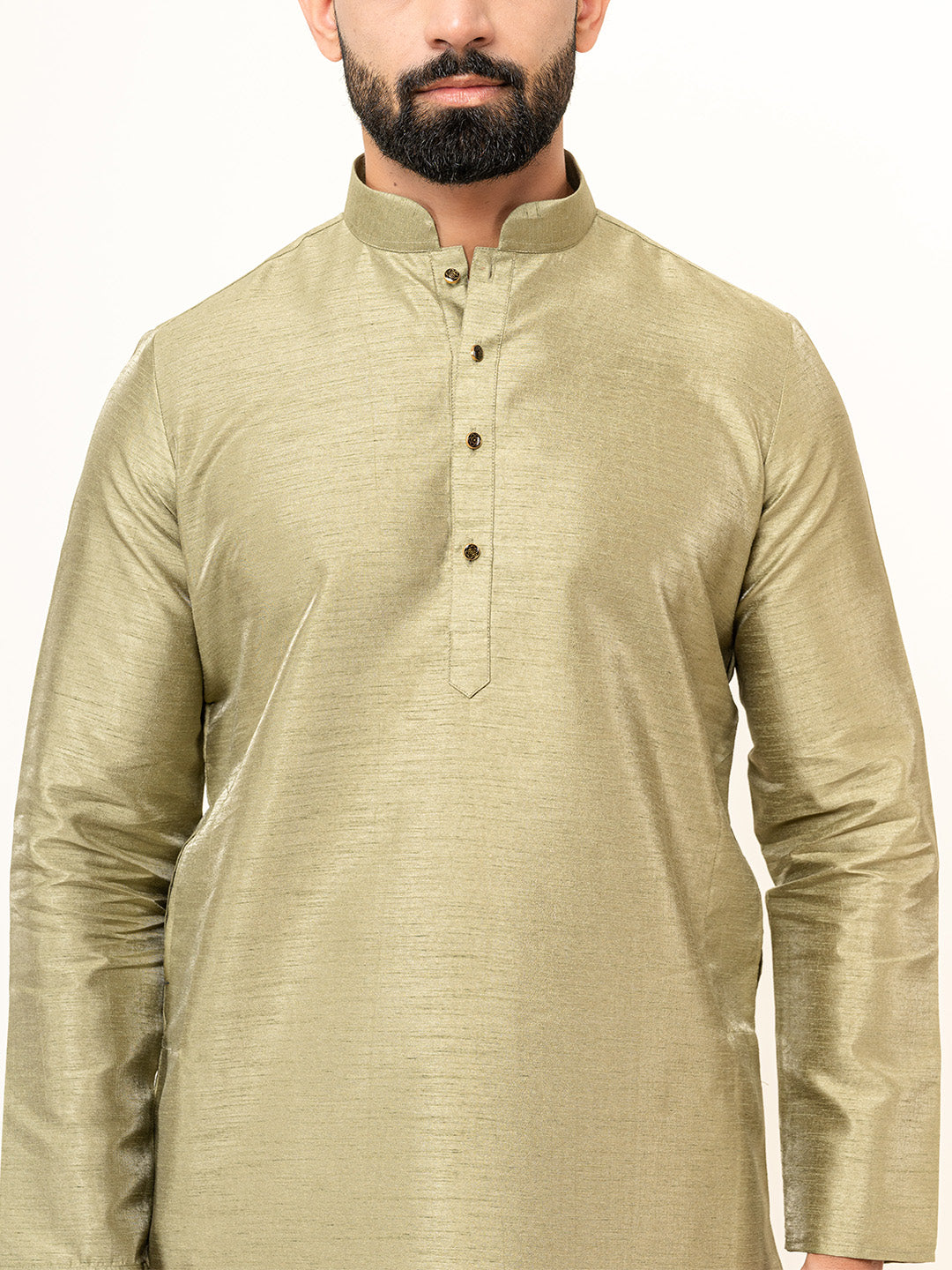 Olive Green Dupin Solid Kurta for Men