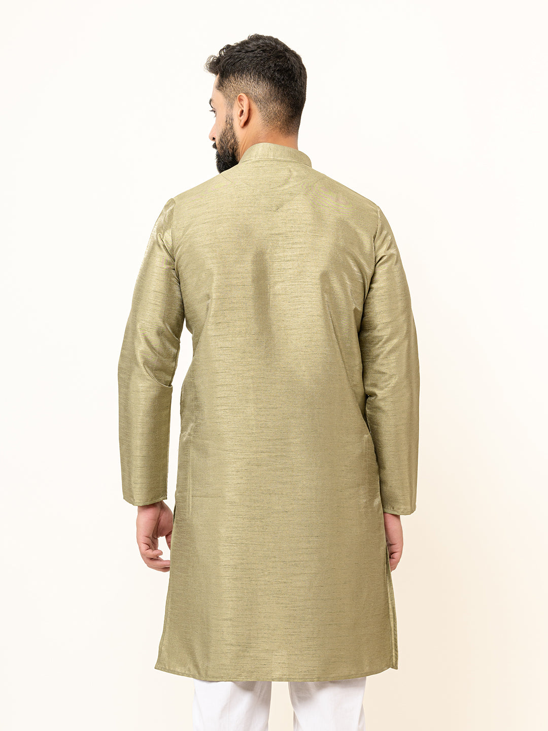 Olive Green Dupin Solid Kurta for Men