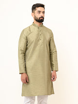 Olive Green Dupin Solid Kurta for Men