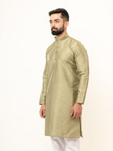 Olive Green Dupin Solid Kurta for Men