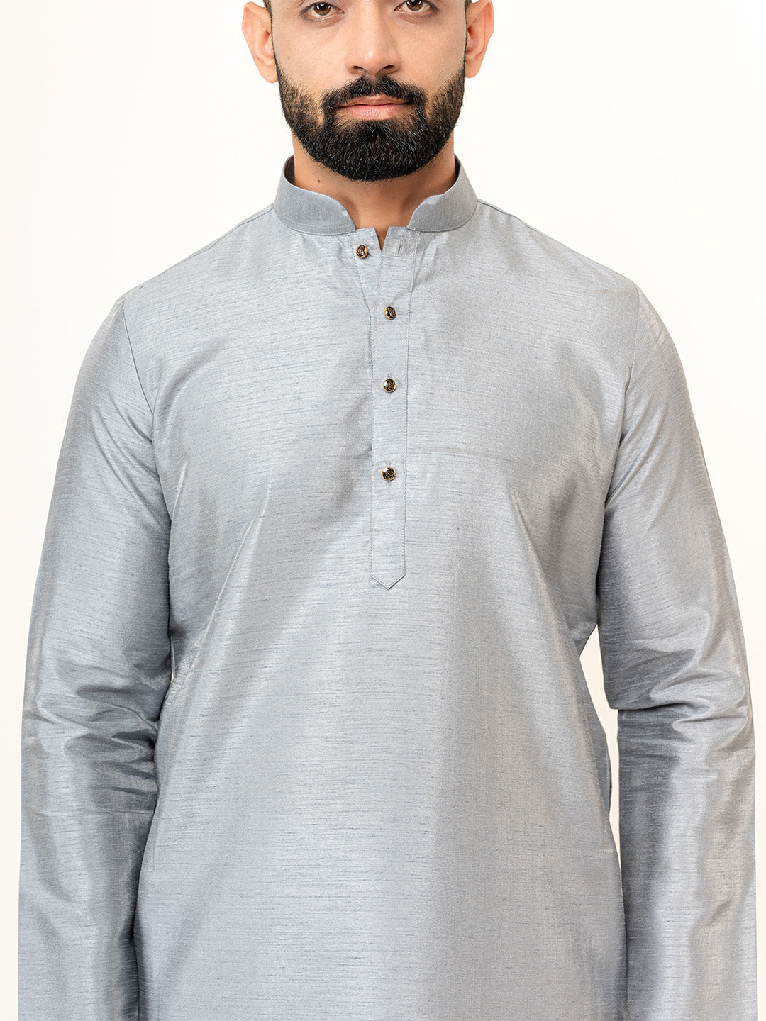 Grey Dupin Solid Kurta for Men