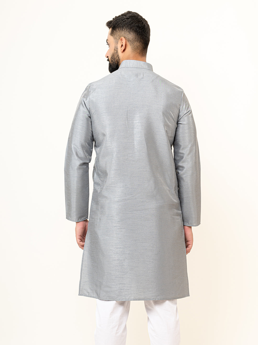 Grey Dupin Solid Kurta for Men