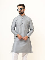 Grey Dupin Solid Kurta for Men