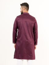 Aubergine Silk Embroidery Designer Kurta For Men